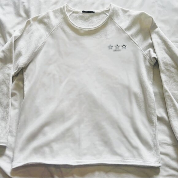 Dkny Sweaters - DKNY Ladies Top Medium White Logo Raw Hems read